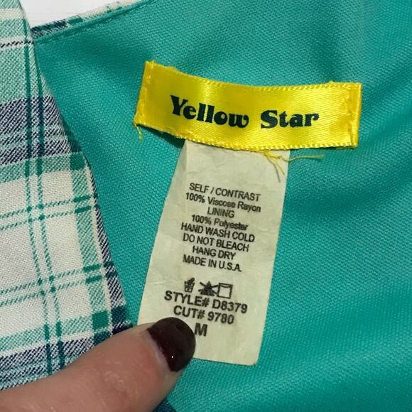 Long Modest Fit Flare Sleeveless Midi Dress Blue Green Plaid Size Medium - Picture 2 of 7